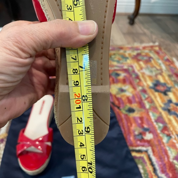 🌺🎉HP🌺🎉 NWOT Authentic Prada Wedge Mule Red Patent Leather Sandals - Picture 10 of 10